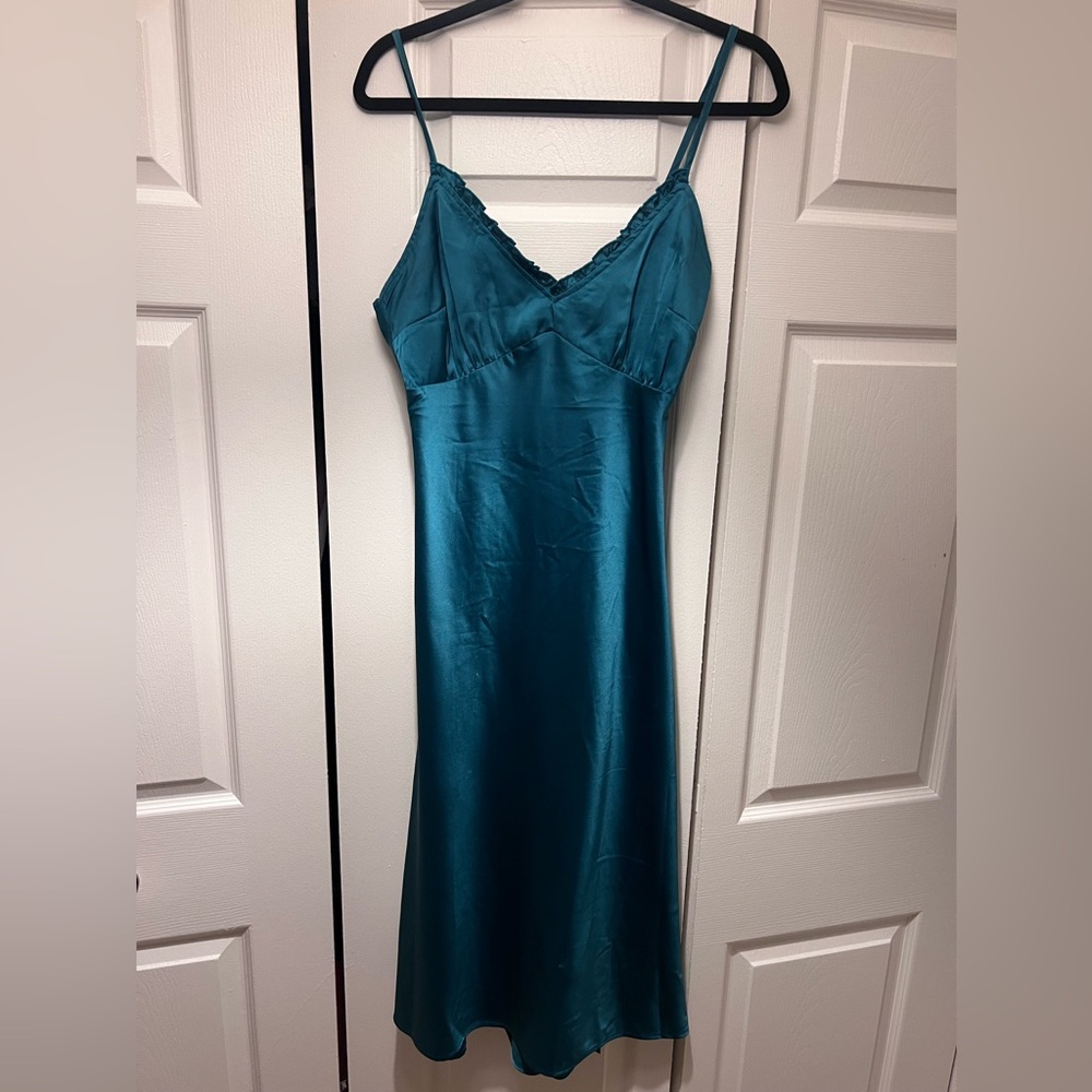 Teal Slip Midi Dress